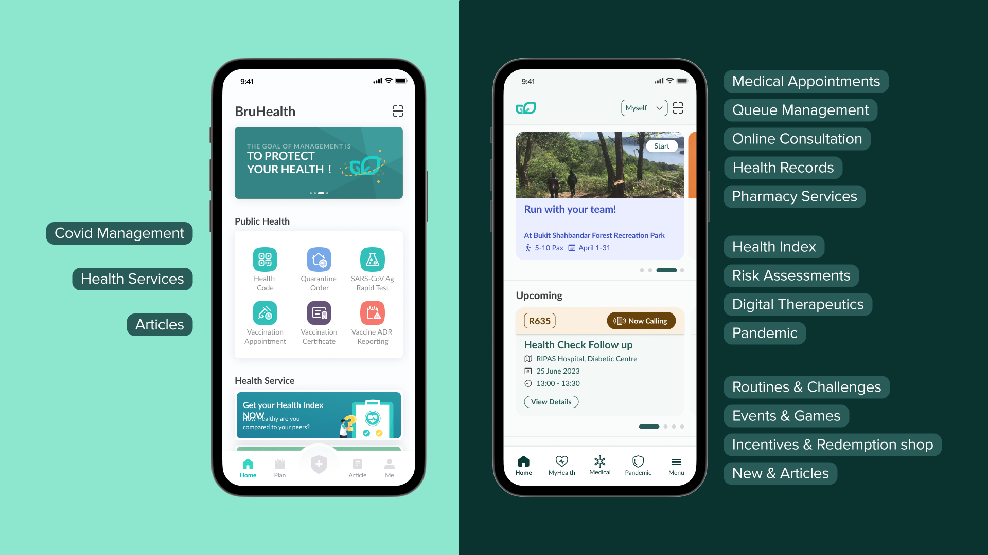 App screens before and after redesigns