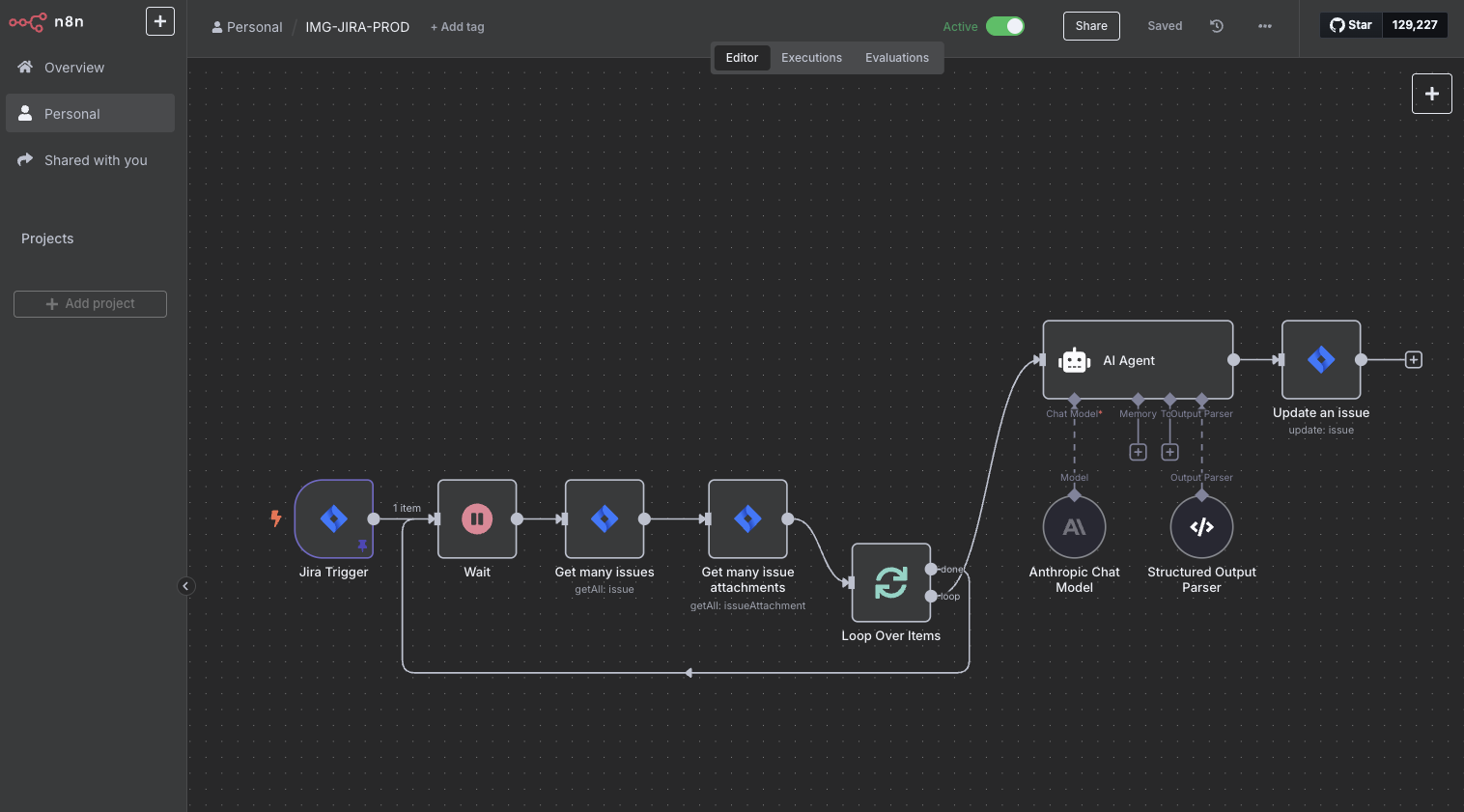 n8n automation flow for work orders