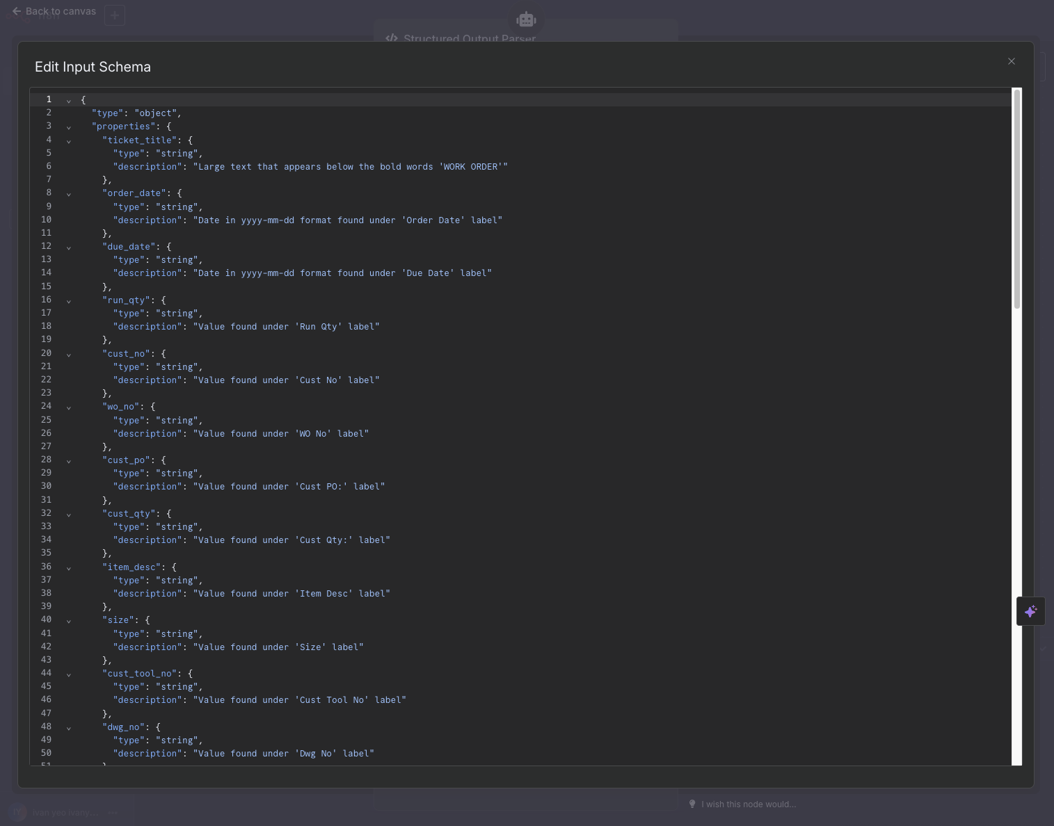 Structured input schema